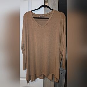 Womens Zenana LS Vneck Top Size-1X